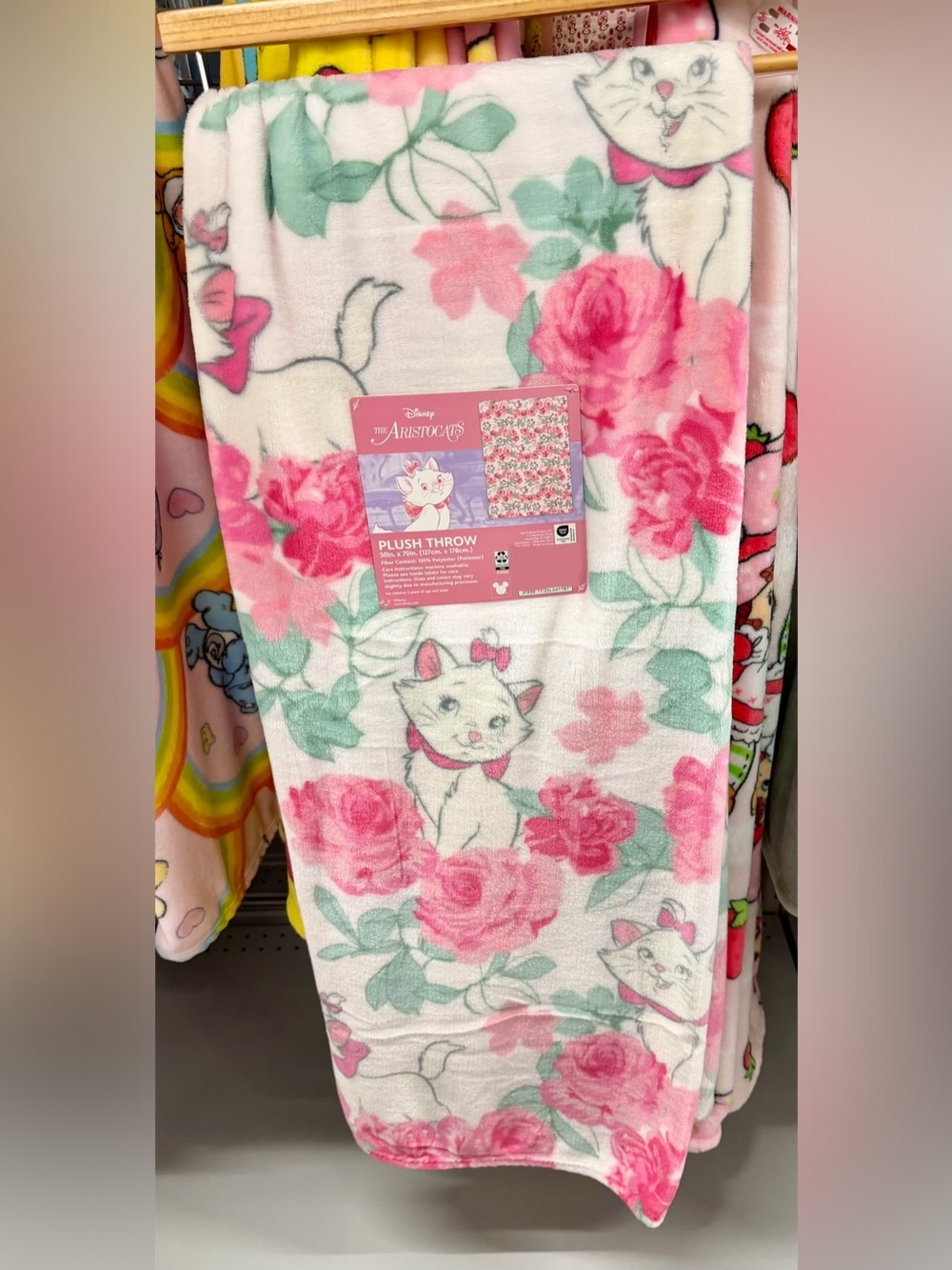 Aristocats floral marie plush blanket throw